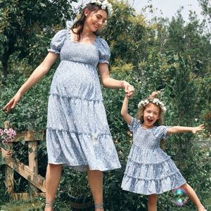 Mommy and Me Blue boho dresses